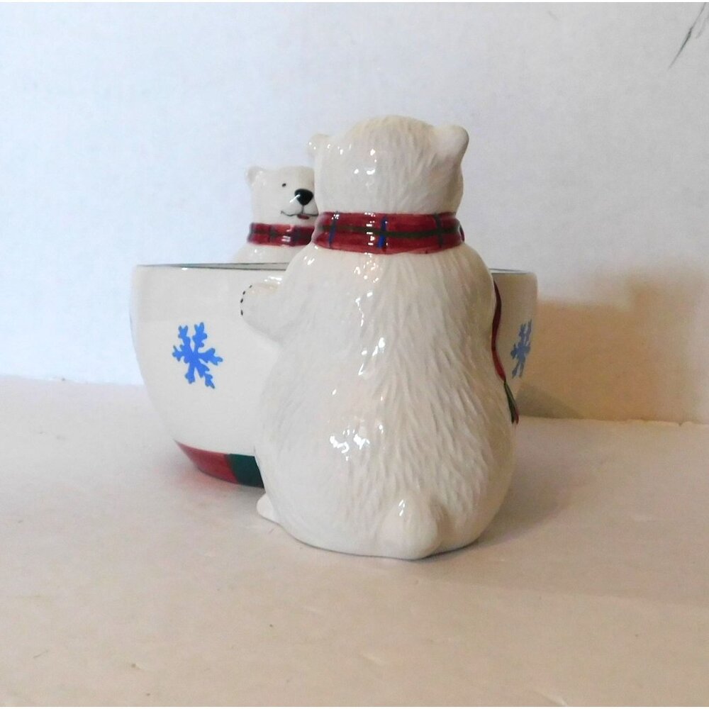 Pfaltzgraff Snow Bear Candy Dish Original Box Retired Polar Bears Holidays - Picture 5 of 13